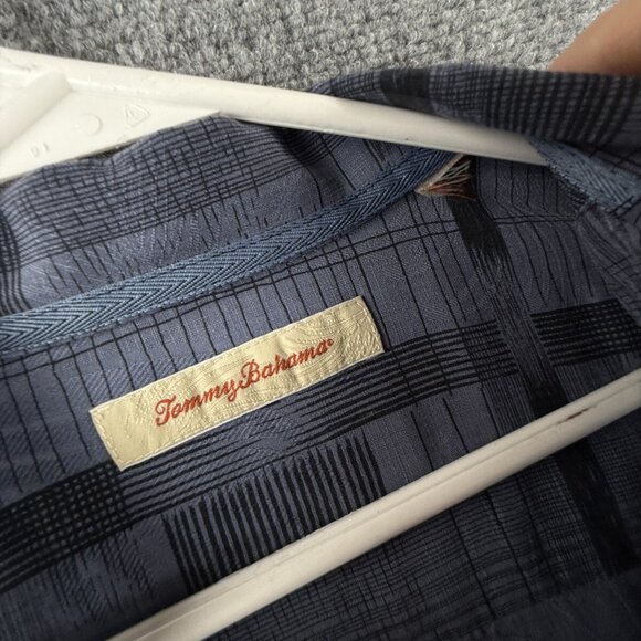 Tommy Bahama Button Up Shirt Short Sleeve Silk Hawaii Tropical Purple Geometric - Picture 9 of 13